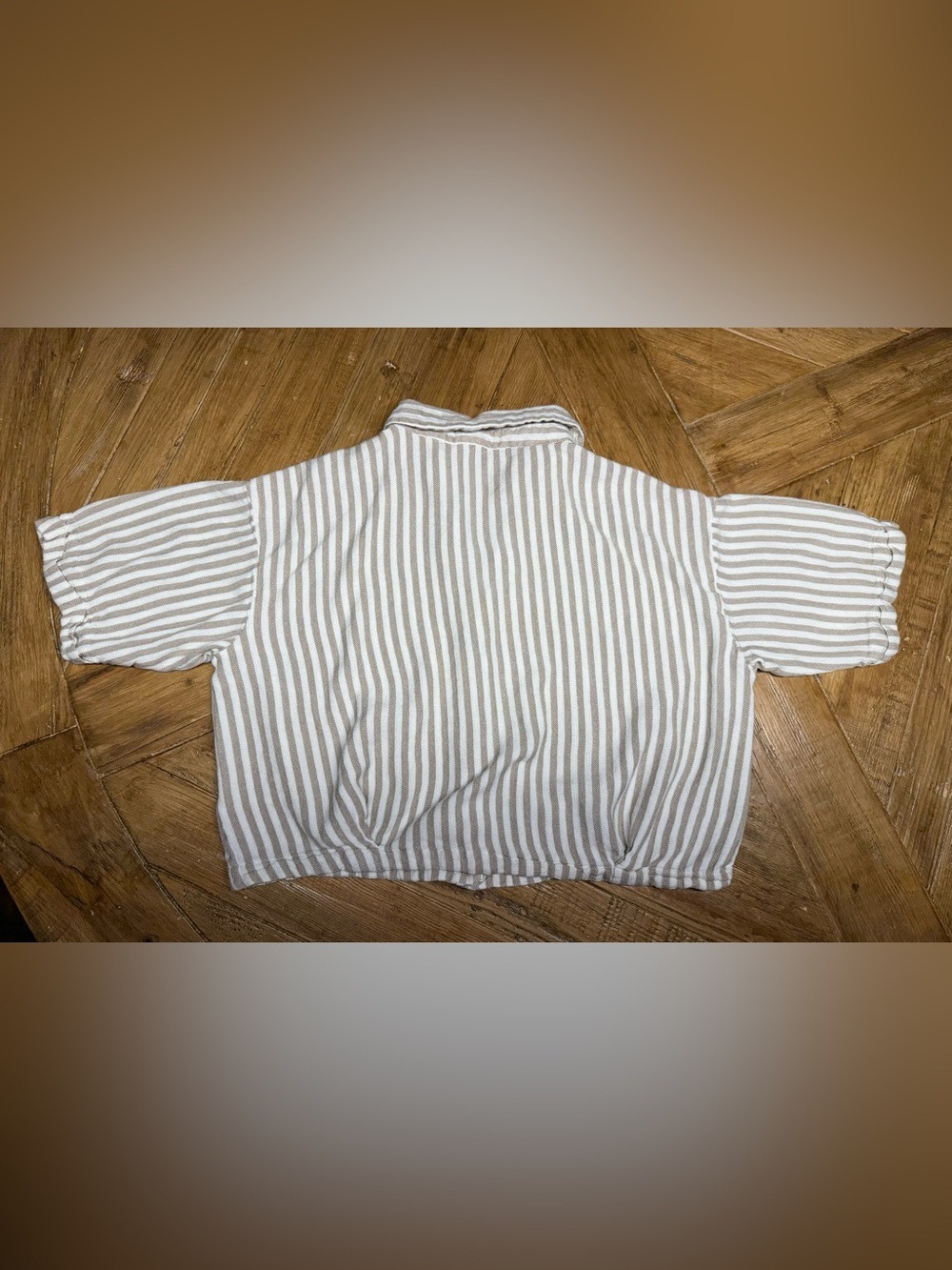 KUT from the Kloth Donna Striped Top Size Large Ivory Taupe Linen Blend - Picture 11 of 11